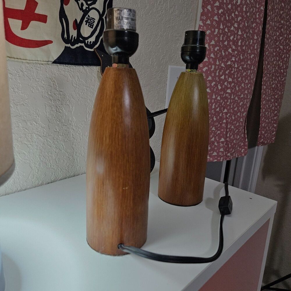 Two Solid Wood Night Stand Lamps (No Shades)